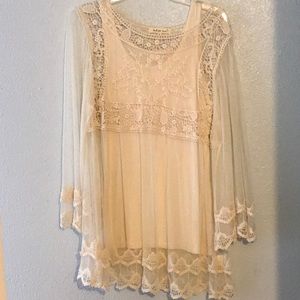Cream lace top or mini dress